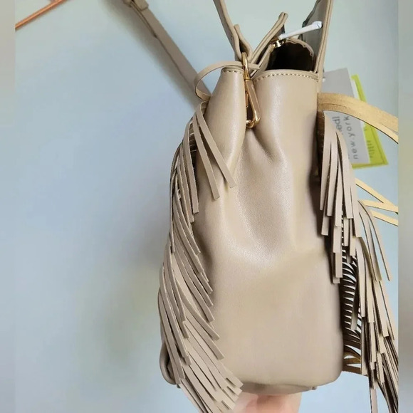 AHDORNED, New, Dakota Taupe Vegan Leather Fringe Crossbody Purse Tote Bag - Picture 6 of 15